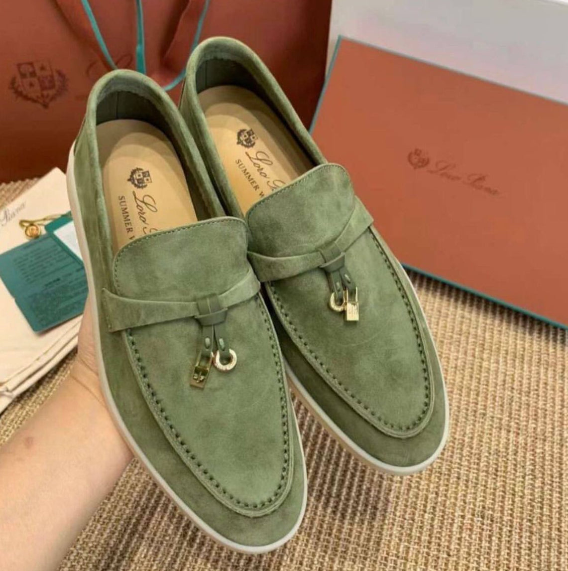 LORO PIANA SUMMER WALK LOAFERS-Mint Green