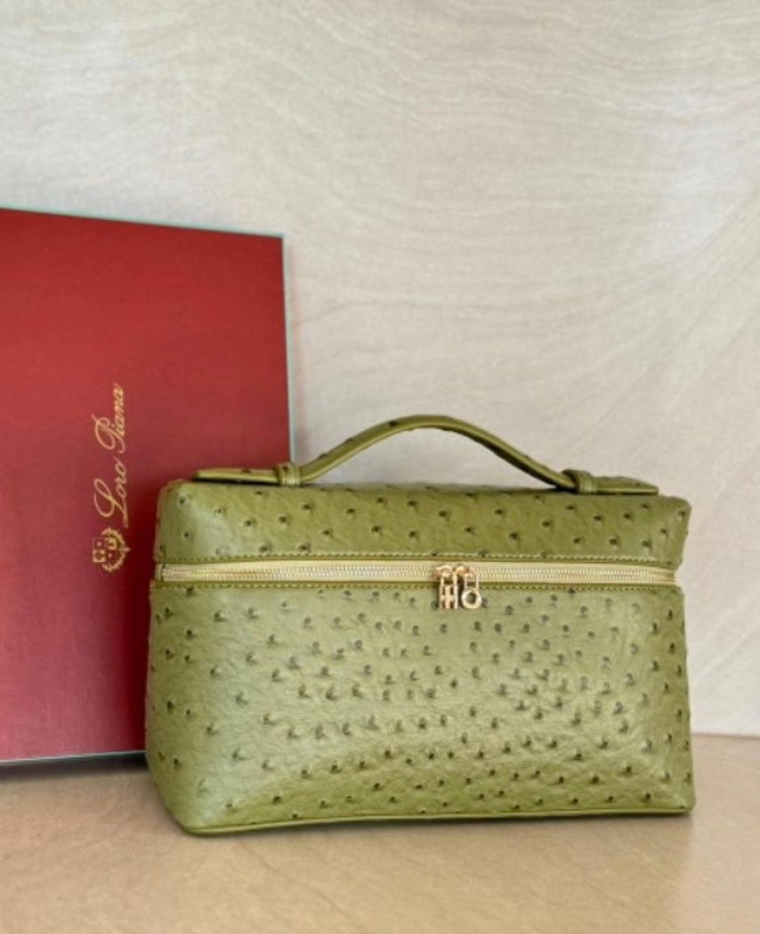 LORO PIANA EXTRA POCKET OSTRICH GREEN