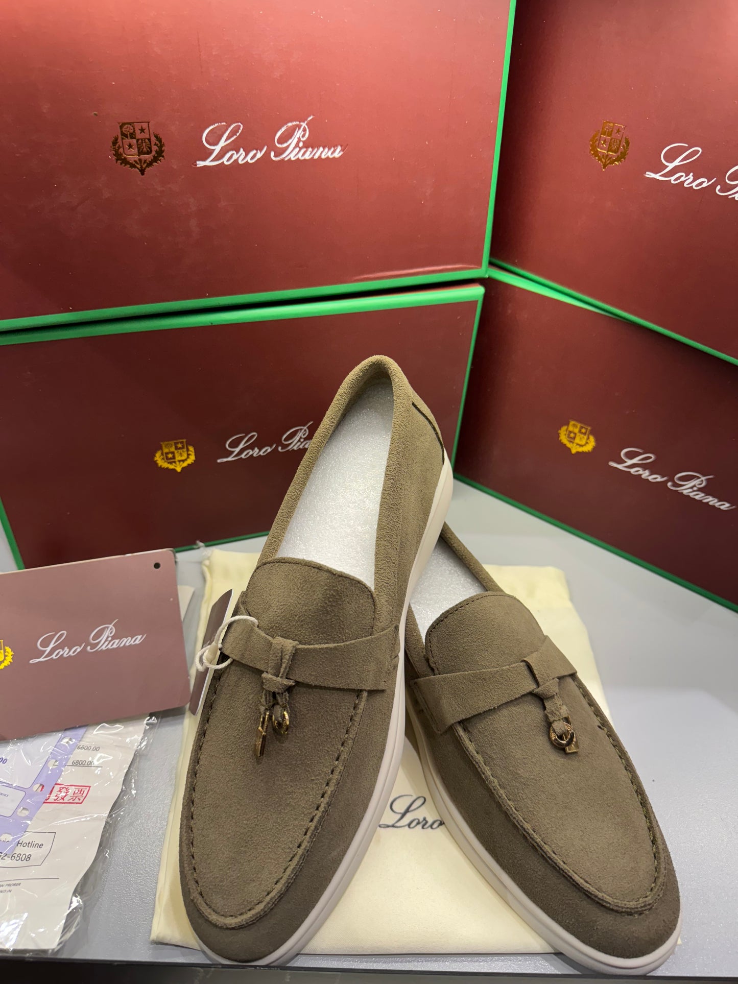 LORO PIANA SUMMER WALK LOAFERS-Mint Green
