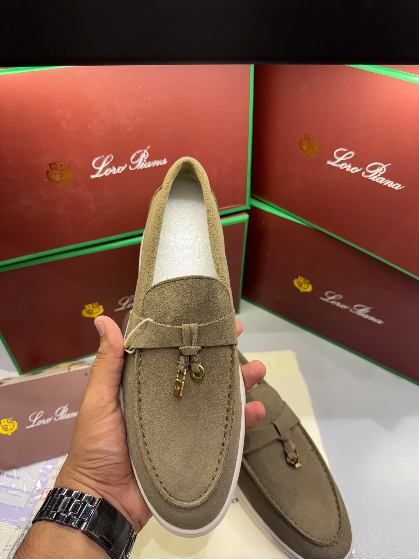 LORO PIANA SUMMER WALK LOAFERS-Mint Green