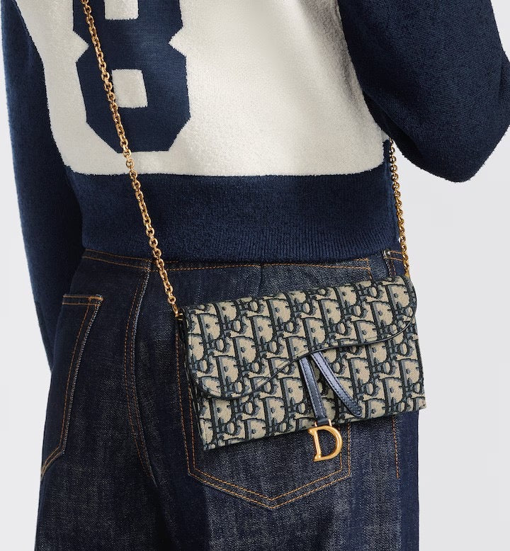 DIOR SMALL SADDLE POUCH WITH CHAIN