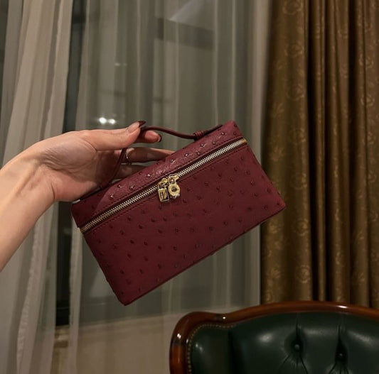 LORO PIANA EXTRA POCKET OSTRICH BURGUNDY