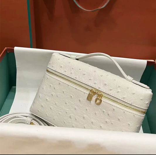 LORO PIANA EXTRA POCKET OSTRICH WHITE