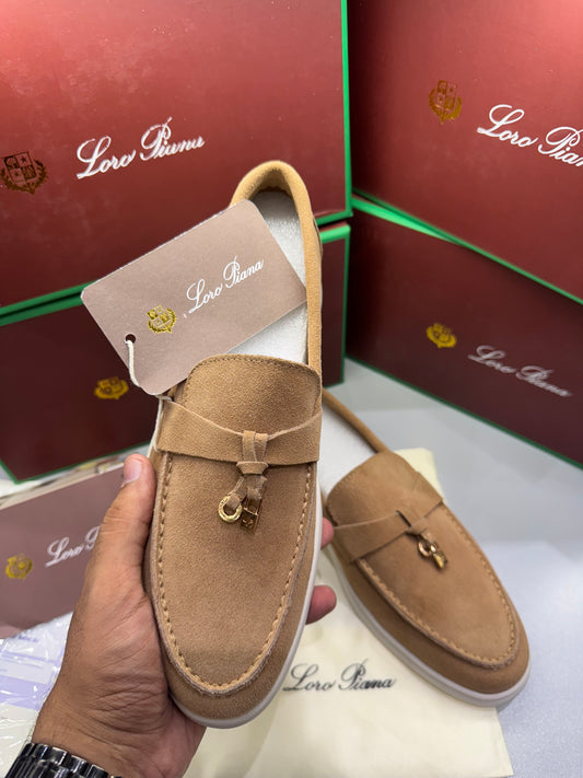 LORO PIANA SUMMER WALK LOAFERS-Yellowish Brown