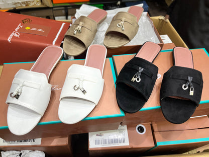 LORO PIANA SUEDE SLIDES