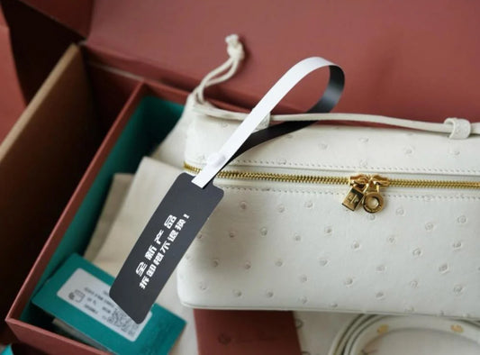 LORO PIANA EXTRA POCKET OSTRICH WHITE