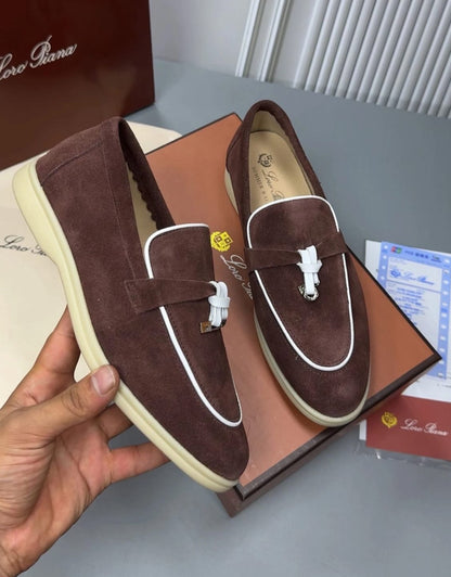 LORO PIANA SUMMER WALK LOAFERS-Brown