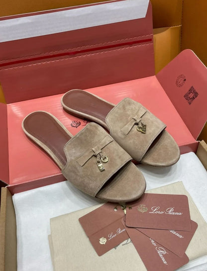 LORO PIANA SUEDE SLIDES