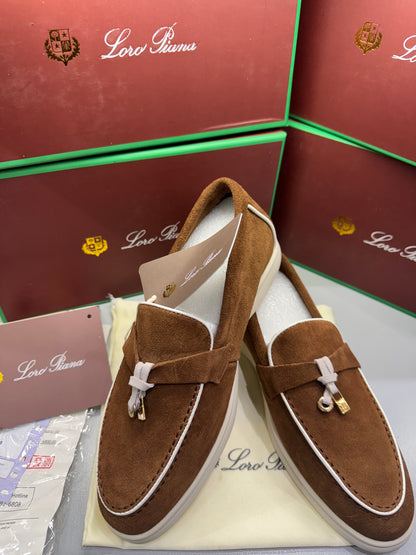LORO PIANA SUMMER WALK LOAFERS-Brown