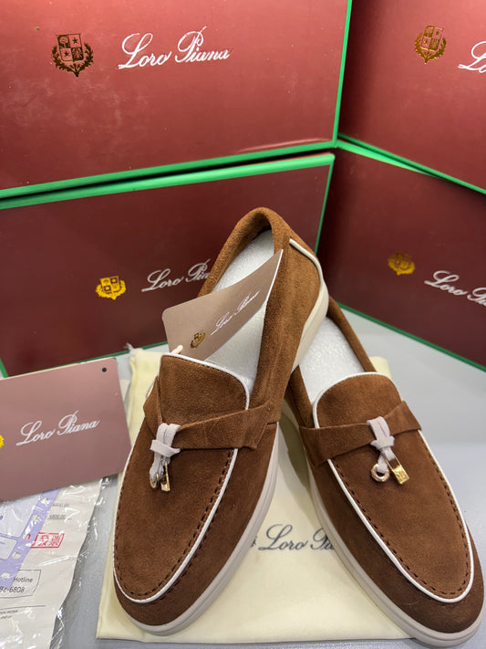 LORO PIANA SUMMER WALK LOAFERS-Brown