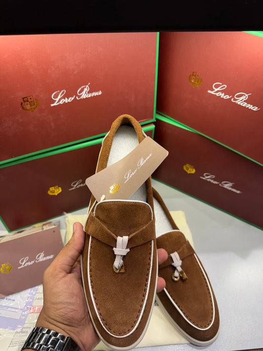 LORO PIANA SUMMER WALK LOAFERS-Brown