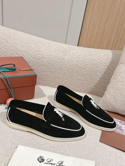 LORO PIANA SUMMER WALK LOAFERS-Black/White
