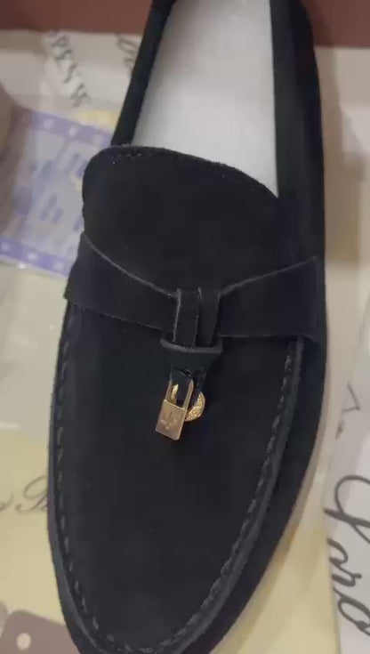 LORO PIANA SUMMER WALK LOAFERS-Black